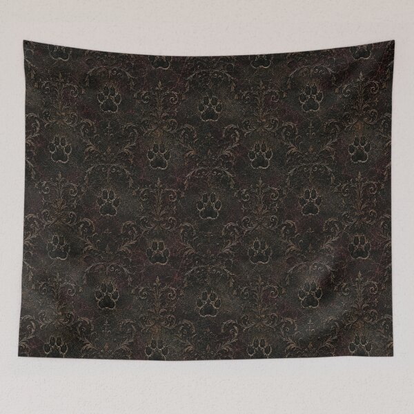 Item preview, The Bastet's Crest - Distressed Leather Gothic Cat Paw Damask designed and sold by cabuks.