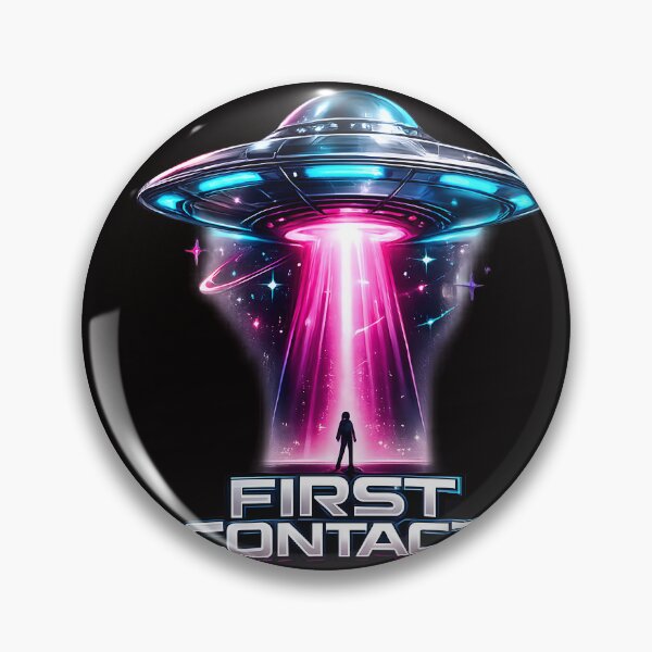 Item preview, Neon UFO First Contact Sci-Fi Vaporwave Design designed and sold by Rostislav Tarasenko.
