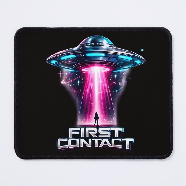 Item preview, Neon UFO First Contact Sci-Fi Vaporwave Design designed and sold by Rostislav Tarasenko.