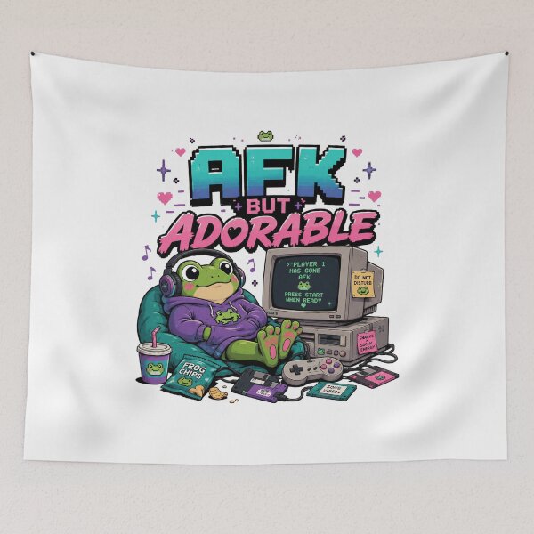 Item preview, AFK But Adorable Frog | Cute Retro Gamer Frog designed and sold by Tinosshop.