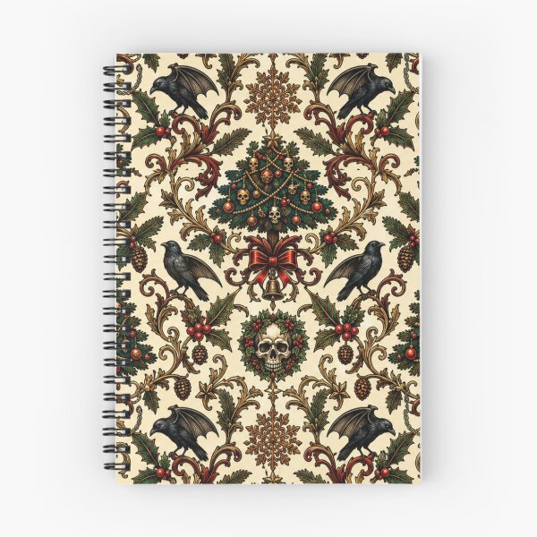 Item preview, The Corvid Carol - Gothic Crow & Skull Vintage Christmas Damask  designed and sold by cabuks.