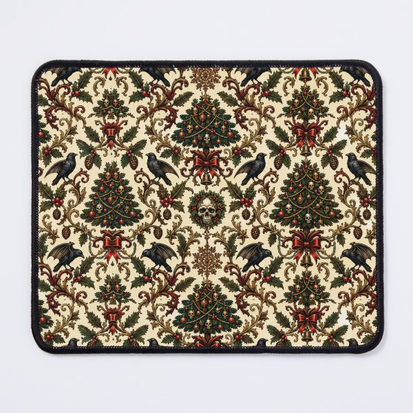 Item preview, The Corvid Carol - Gothic Crow & Skull Vintage Christmas Damask designed and sold by cabuks.