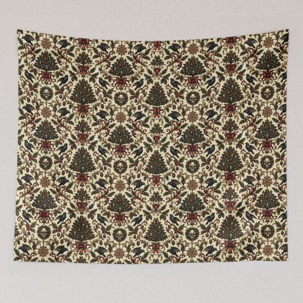 Item preview, The Corvid Carol - Gothic Crow & Skull Vintage Christmas Damask  designed and sold by cabuks.
