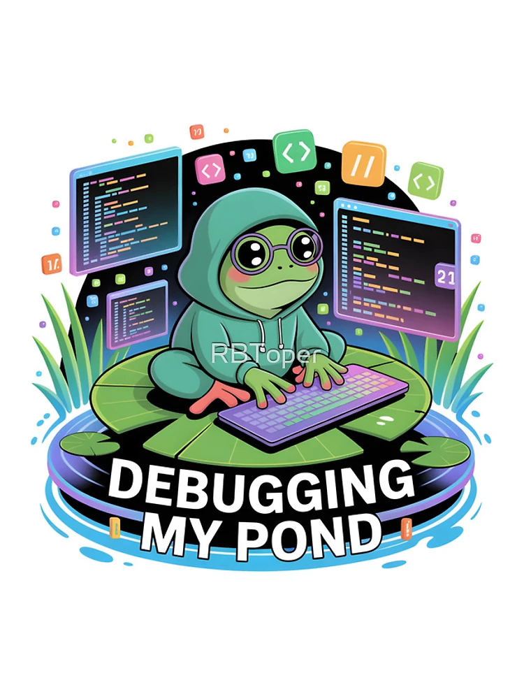 Thumbnail 4 of 4, iPhone Case, Debugging My Pond Funny Frog Programmer Coding Design designed and sold by RBToper.