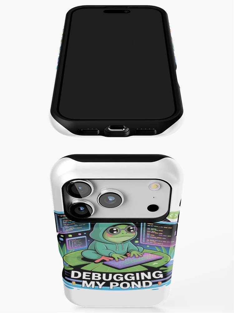 Thumbnail 3 of 4, iPhone Case, Debugging My Pond Funny Frog Programmer Coding Design designed and sold by RBToper.