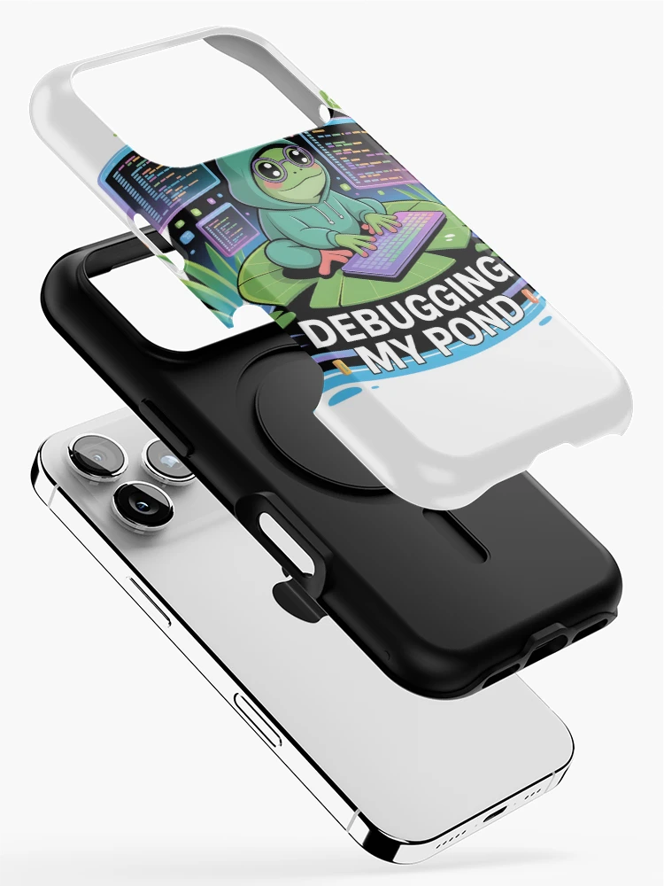 Thumbnail 2 of 4, iPhone Case, Debugging My Pond Funny Frog Programmer Coding Design designed and sold by RBToper.