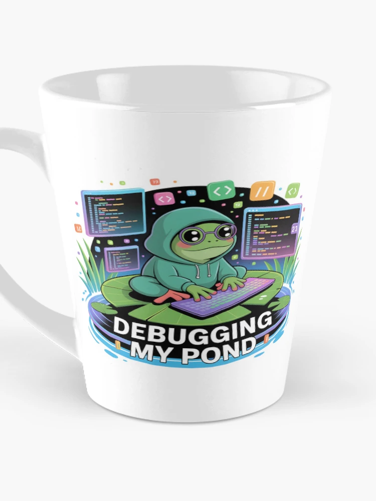Thumbnail 3 of 4, Coffee Mug, Debugging My Pond Funny Frog Programmer Coding Design designed and sold by RBToper.