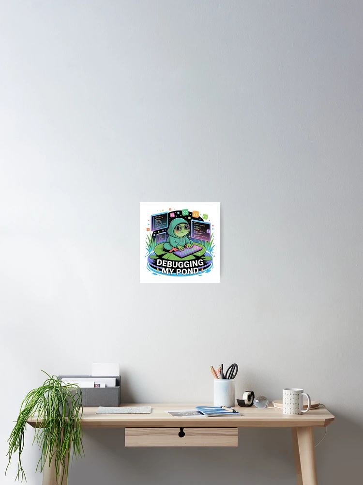 Thumbnail 2 of 3, Poster, Debugging My Pond Funny Frog Programmer Coding Design designed and sold by RBToper.