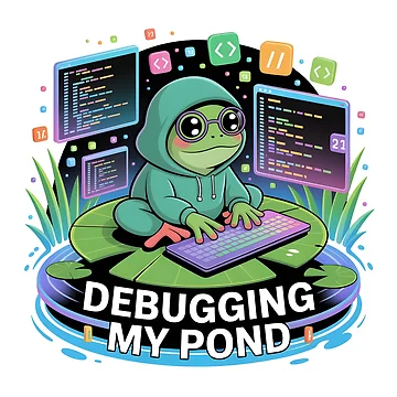 Artwork thumbnail, Debugging My Pond Funny Frog Programmer Coding Design by RBToper
