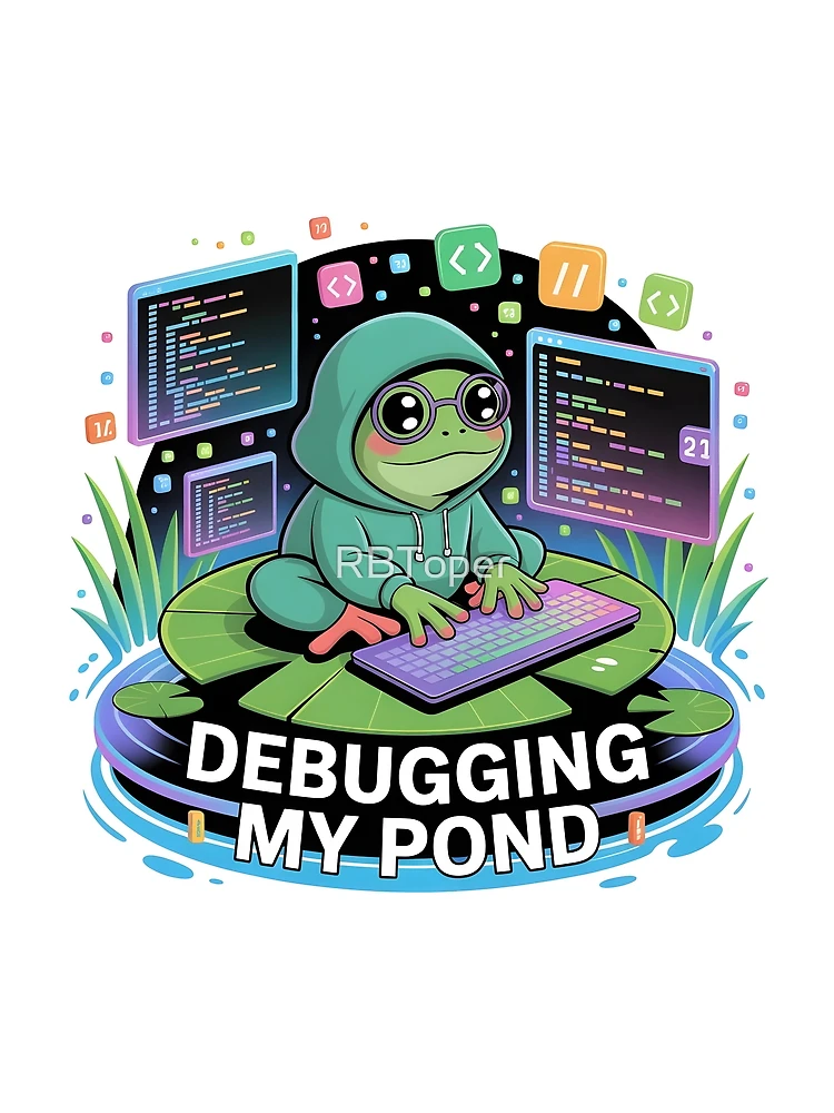 Thumbnail 3 of 3, Scarf, Debugging My Pond Funny Frog Programmer Coding Design designed and sold by RBToper.