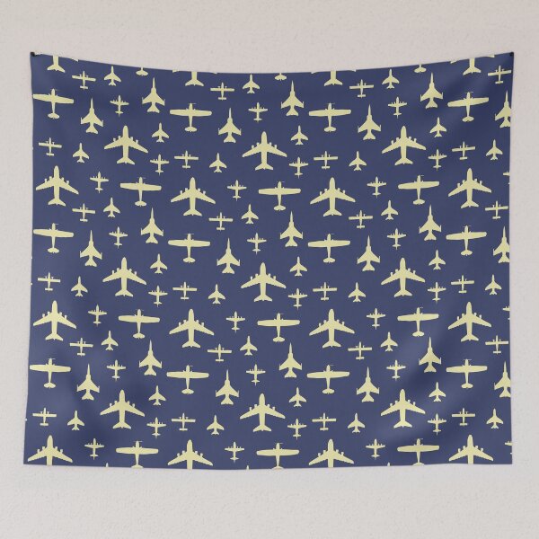 Item preview, Fly Past Aeroplanes Navy Blue and Beige Pattern designed and sold by CreativeTwins.