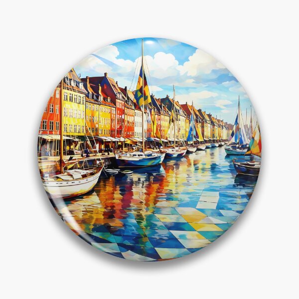 Item preview, Colorful Harbor Scene in Copenhagen designed and sold by cuprum.