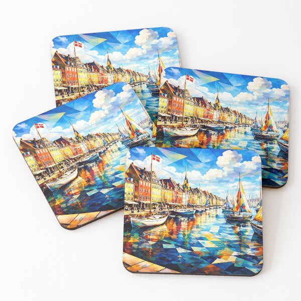 Item preview, Colorful Harbor Scene in Copenhagen designed and sold by cuprum.