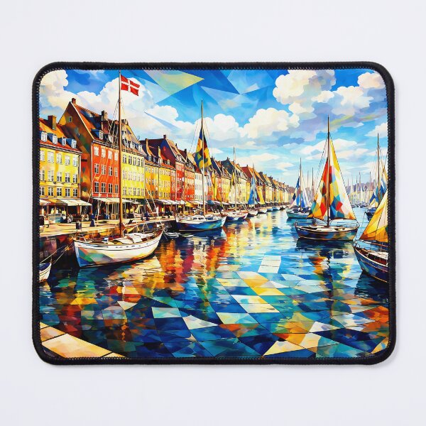 Item preview, Colorful Harbor Scene in Copenhagen designed and sold by cuprum.