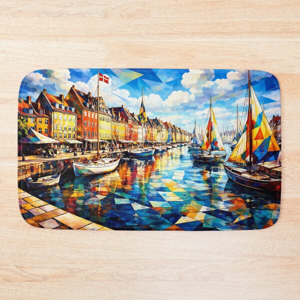 Item preview, Colorful Harbor Scene in Copenhagen designed and sold by cuprum.