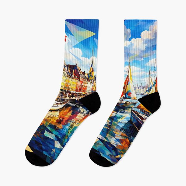 Item preview, Colorful Harbor Scene in Copenhagen designed and sold by cuprum.