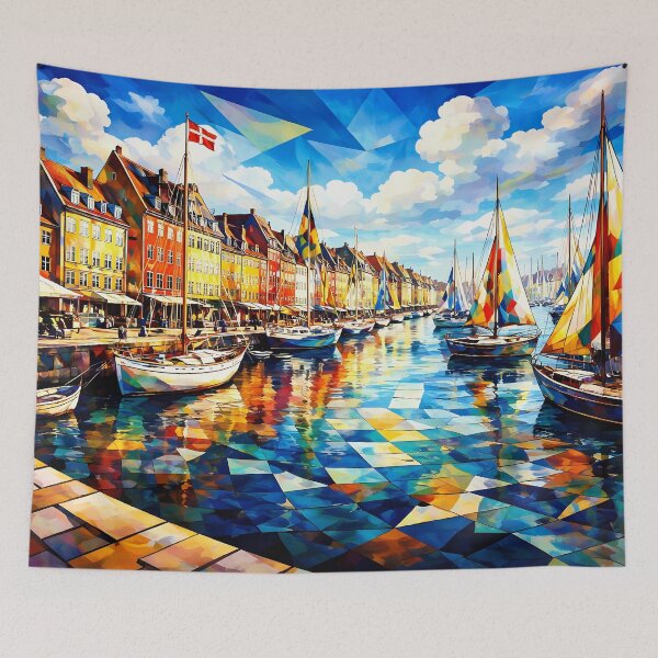 Item preview, Colorful Harbor Scene in Copenhagen designed and sold by cuprum.