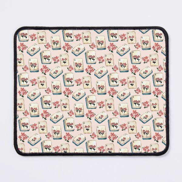Item preview, Antique Blue Watercolor Mahjong Tiles with Flowers - Light Peach designed and sold by JasmineGDesigns.