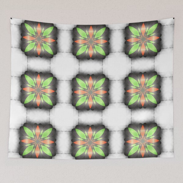 Item preview, Abstract Geometric Red and Green Floral Mandala designed and sold by SahmatArt.