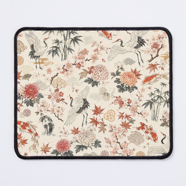 Item preview, Sakura & Crane Harmony Seamless Pattern designed and sold by Alpha-mike13.