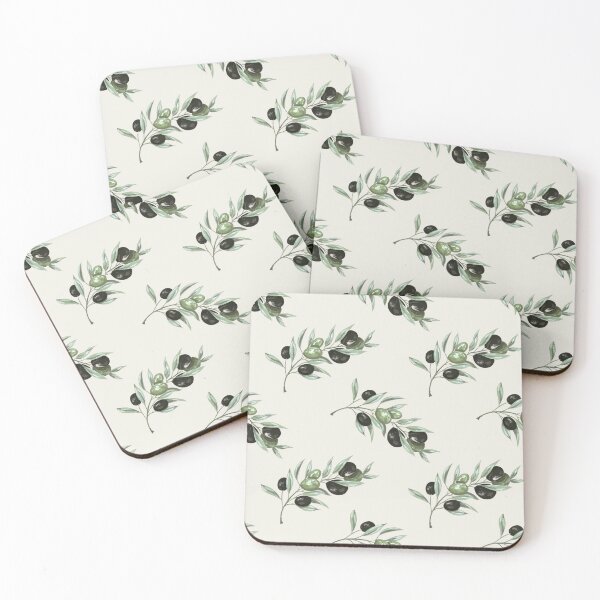 Item preview, Watercolor Olive Branch Pattern — Sage Black Mediterranean Seamless Botanical designed and sold by Dino-Lune.