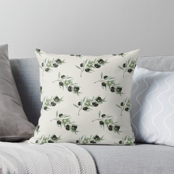 Item preview, Watercolor Olive Branch Pattern — Sage Black Mediterranean Seamless Botanical designed and sold by Dino-Lune.