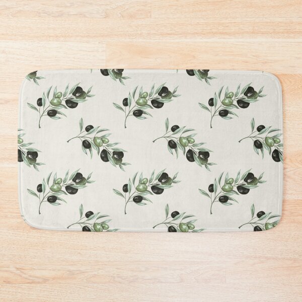 Item preview, Watercolor Olive Branch Pattern — Sage Black Mediterranean Seamless Botanical designed and sold by Dino-Lune.