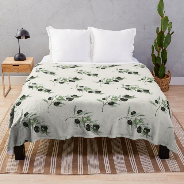 Item preview, Watercolor Olive Branch Pattern — Sage Black Mediterranean Seamless Botanical designed and sold by Dino-Lune.