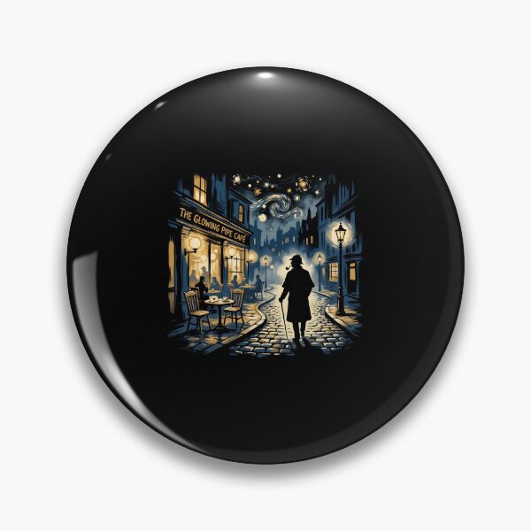 Item preview, The Glowing Pipe Cafe Starry Night Sherlock Holmes Art designed and sold by Fenay Designs.