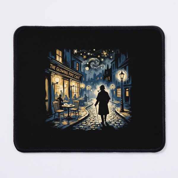 Item preview, The Glowing Pipe Cafe Starry Night Sherlock Holmes Art designed and sold by Fenay Designs.