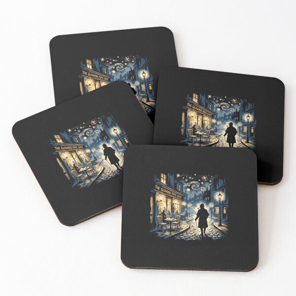 Item preview, The Glowing Pipe Cafe Starry Night Sherlock Holmes Art designed and sold by Fenay Designs.