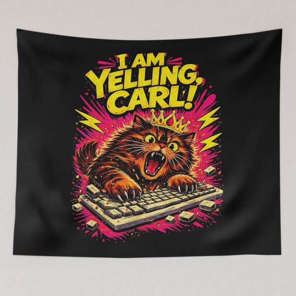 Item preview, I Am Yelling, Carl! Funny Cat Gamer Keyboard Feline Lover designed and sold by LysiTHWIP.