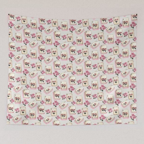 Item preview, Antique Pink Watercolor Mahjong Tiles with Flowers - Light Neutral designed and sold by JasmineGDesigns.