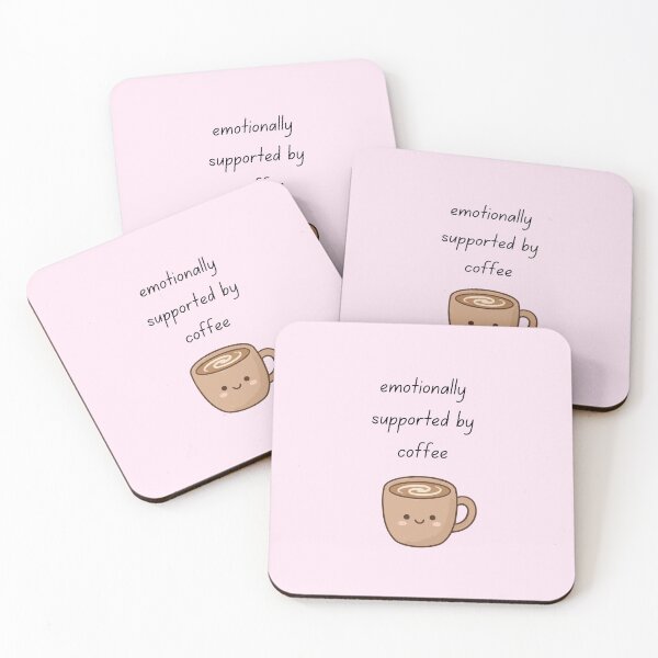 Item preview,  Emotionally Supported By Coffee – Cute Kawaii Coffee Cup Illustration designed and sold by My Gluten Free Life UK.