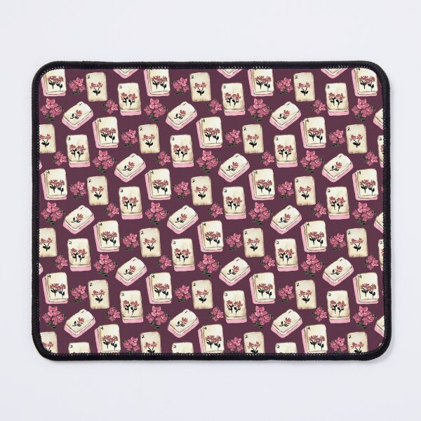 Item preview, Antique Pink Watercolor Mahjong Tiles with Flowers - Deep Mauve Magenta designed and sold by JasmineGDesigns.