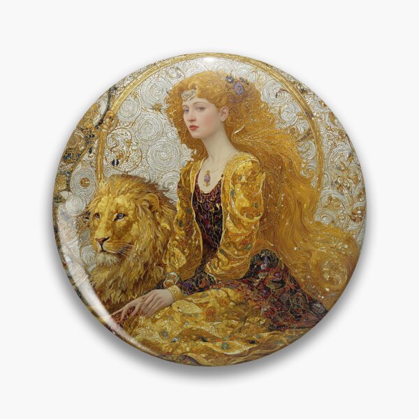 Item preview, Leo Zodiac Art - Vintage Nouveau Royal Lion Goddess designed and sold by KissMyBerry.