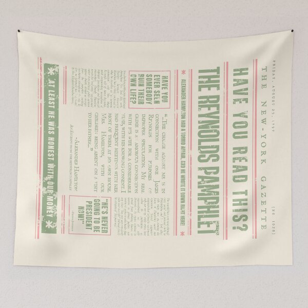 Aperçu de l'œuvre The Reynolds Pamphlet Newspaper | Hamilton (Pink & Green) créée et vendue par Sierra Hendershot.