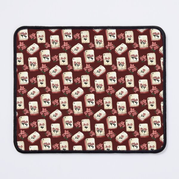 Item preview, Antique Red Watercolor Mahjong Tiles with Flowers - Burgundy Red designed and sold by JasmineGDesigns.