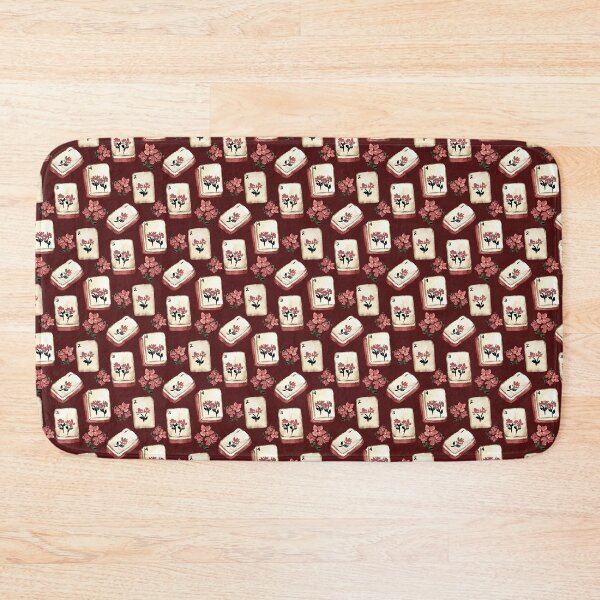 Item preview, Antique Red Watercolor Mahjong Tiles with Flowers - Burgundy Red designed and sold by JasmineGDesigns.