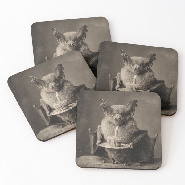 Item preview, Vintage Birthday Bat Holding Cupcake designed and sold by SpecInkStudio.