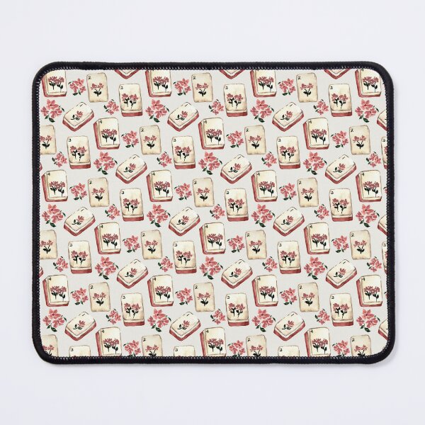 Item preview, Antique Red Watercolor Mahjong Tiles with Flowers - Light Neutral designed and sold by JasmineGDesigns.