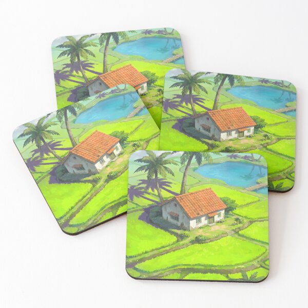 Item preview, Serene Digital Illustration of a Tropical Farmhouse in Rice Terraces designed and sold by Qurratul Sadia.