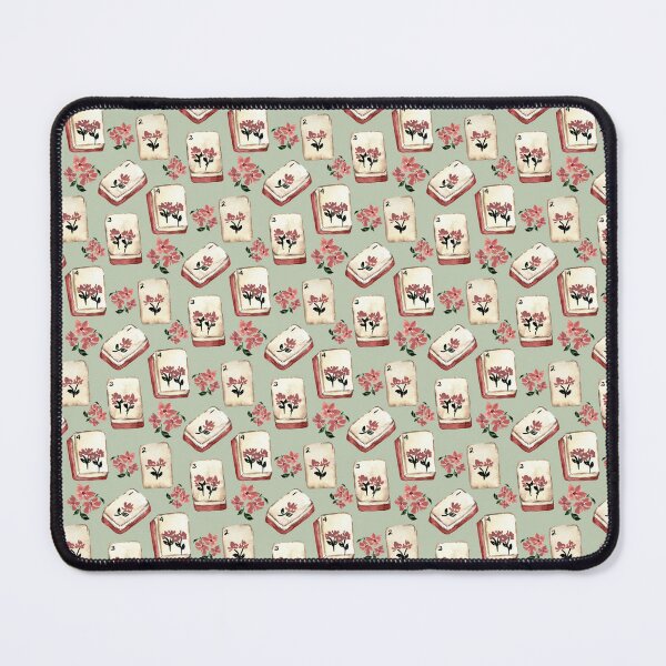 Item preview, Antique Red Watercolor Mahjong Tiles with Flowers - Light Green designed and sold by JasmineGDesigns.