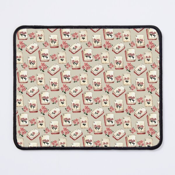 Item preview, Antique Red Watercolor Mahjong Tiles with Flowers - Beige Neutral designed and sold by JasmineGDesigns.