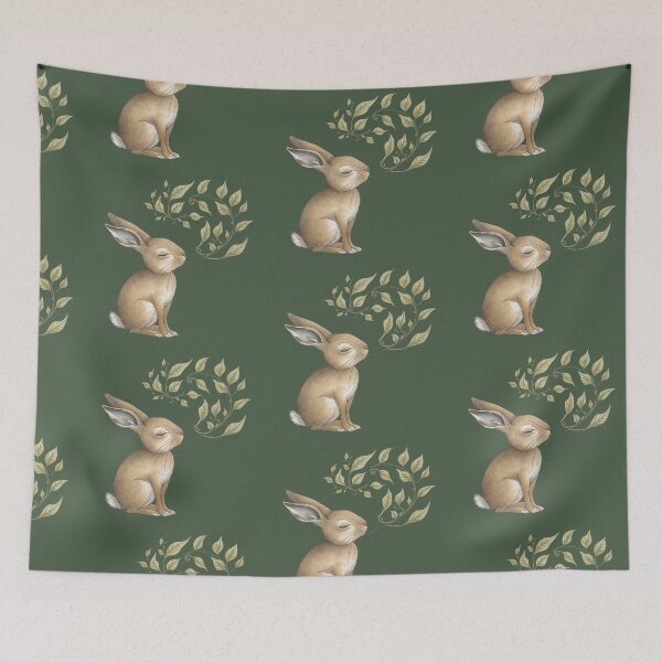 Item preview, Mindful Bunny Illustration – Calm Pastel Rabbit Nursery Wall Art designed and sold by Art70shop.