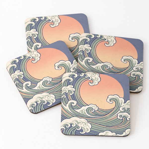 Item preview, Retro Japanese Great Wave Aesthetic - Sunset Ocean Surf designed and sold by Qurratul Sadia.