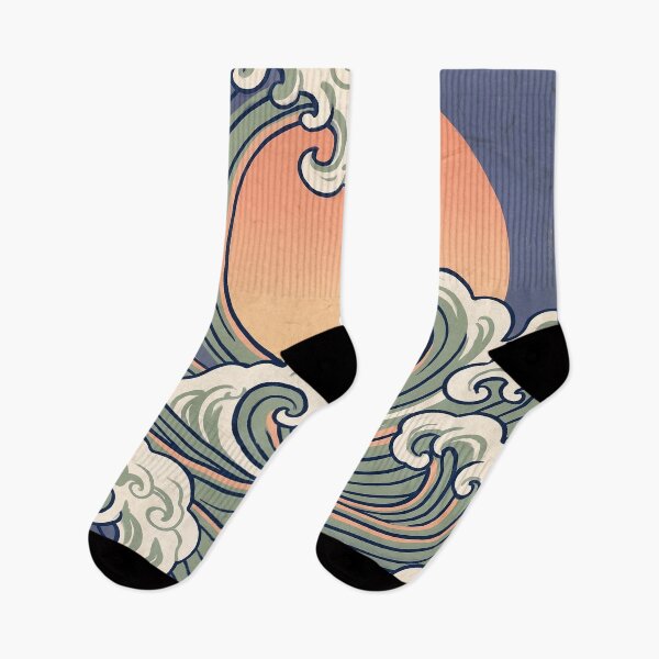 Item preview, Retro Japanese Great Wave Aesthetic - Sunset Ocean Surf designed and sold by Qurratul Sadia.