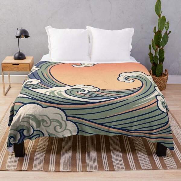 Item preview, Retro Japanese Great Wave Aesthetic - Sunset Ocean Surf designed and sold by Qurratul Sadia.