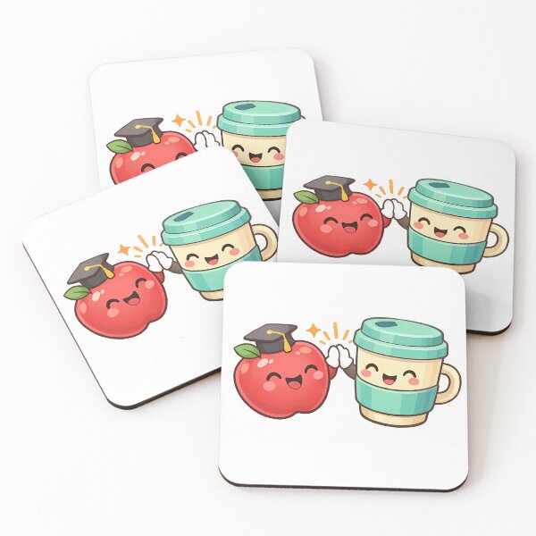 Item preview, Kawaii Happy Apple and Coffee Teacher Fuel Sticker designed and sold by MIROUZ2000.