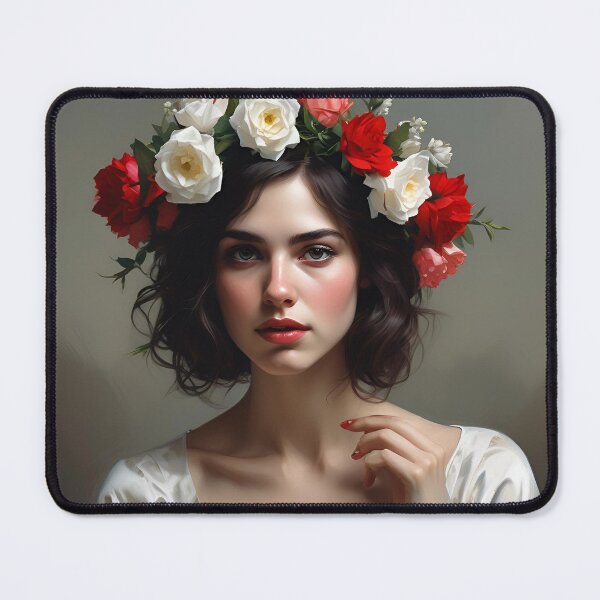 Item preview, Woman with flowers wall art print designed and sold by MK26Designs.